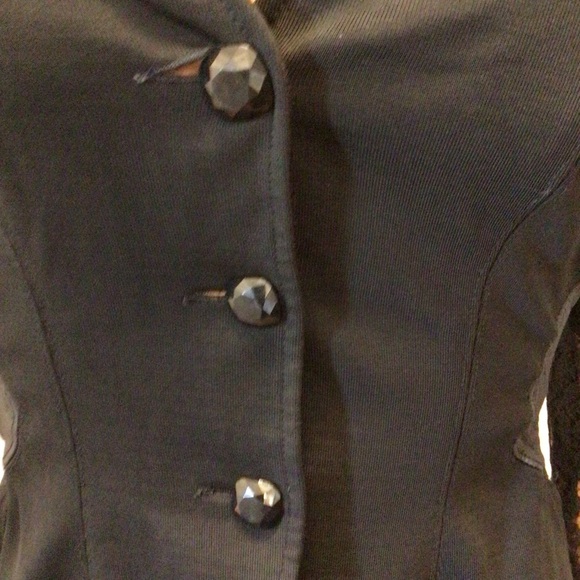 VTG John Murrough Womens Black Knit Leather & Lace Button Up Jacket Size Small - Picture 9 of 11